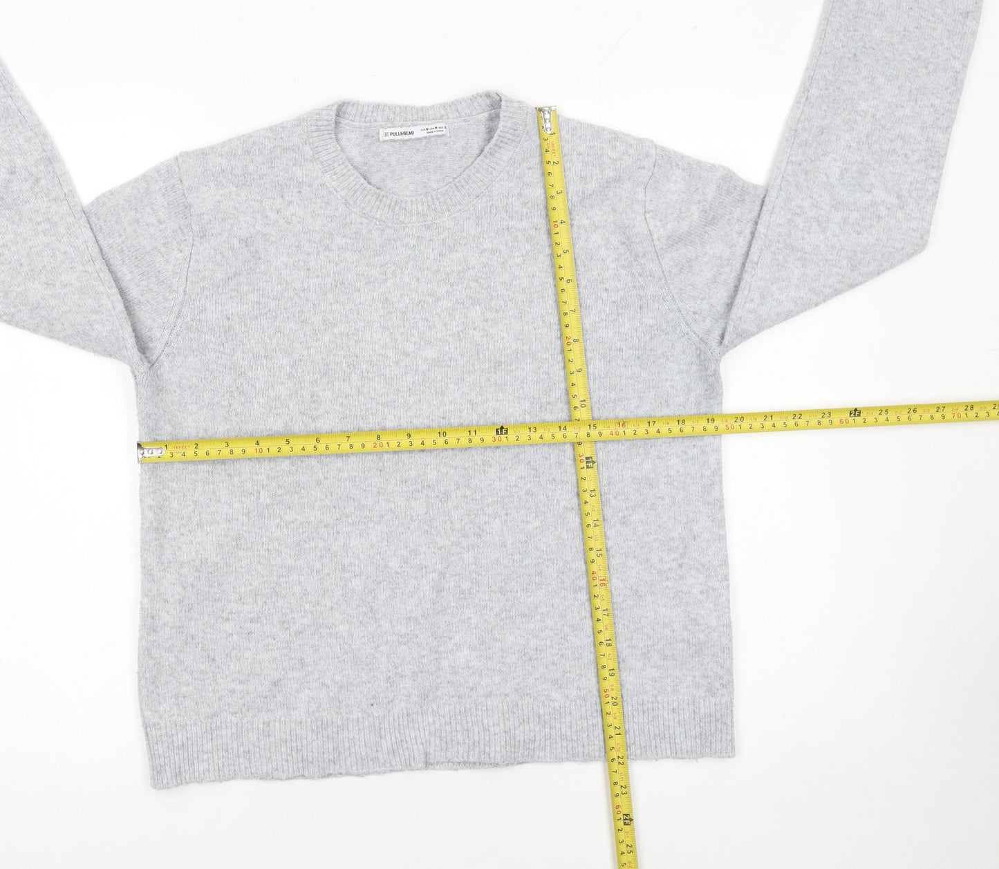 Pull & Bear Women Grey Crew Neck Knit Jumper Size 12