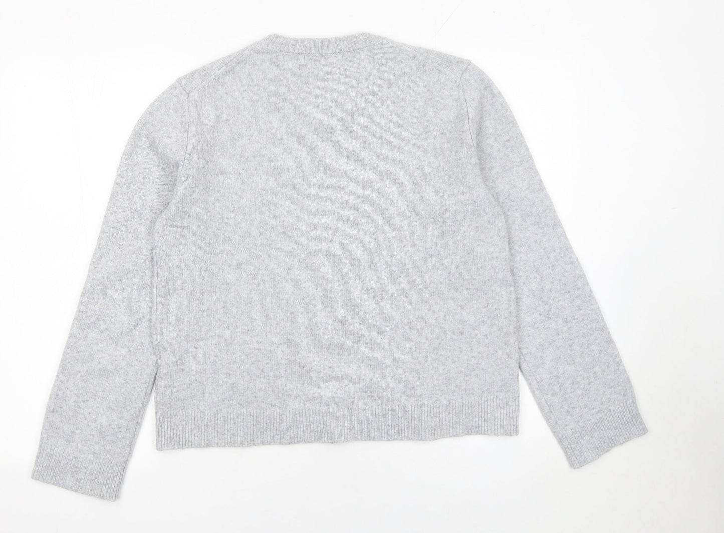 Pull & Bear Women Grey Crew Neck Knit Jumper Size 12