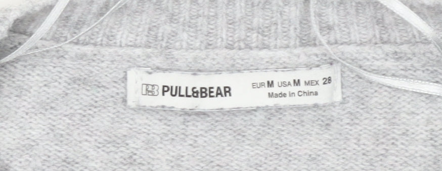 Pull & Bear Women Grey Crew Neck Knit Jumper Size 12