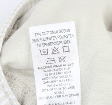 Dunnes Women's Beige Striped Straight Jeans Size 16 Regular Fit