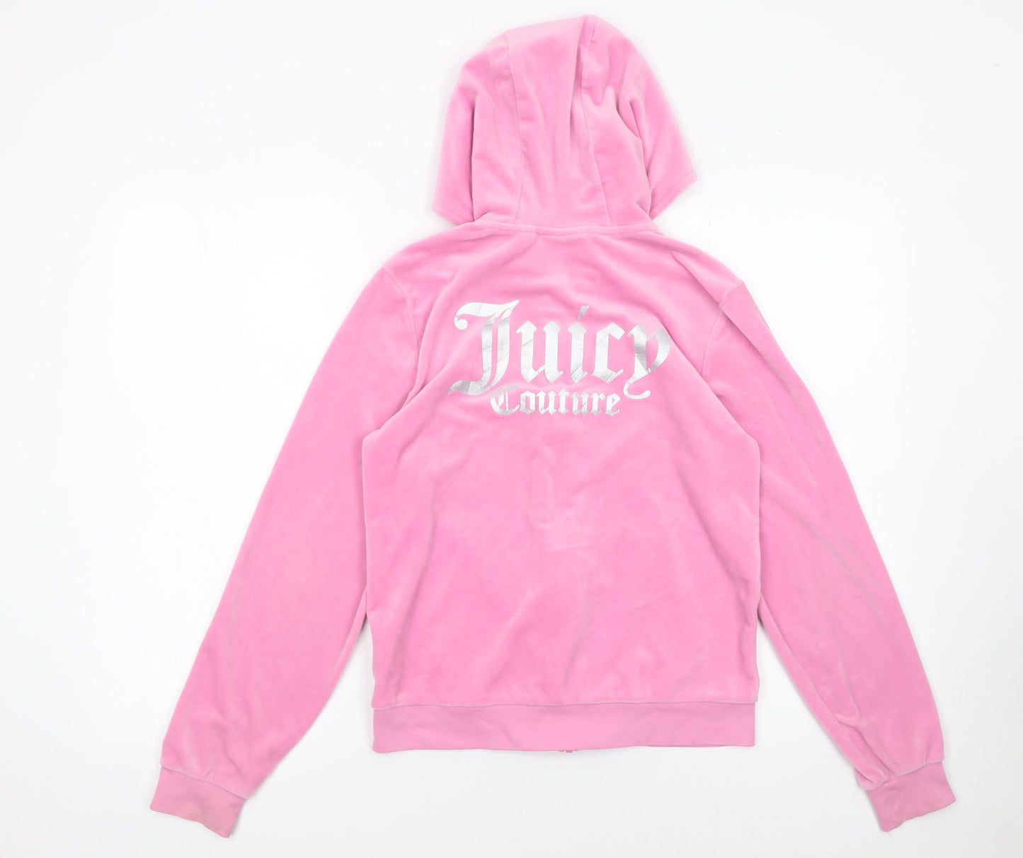Juicy Couture Pink Velour Full Zip Hoodie Womens 12/13 Fleece Logo