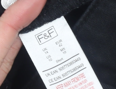 F&F Women’s Black High Rise Skinny Jeans Size 14 Short