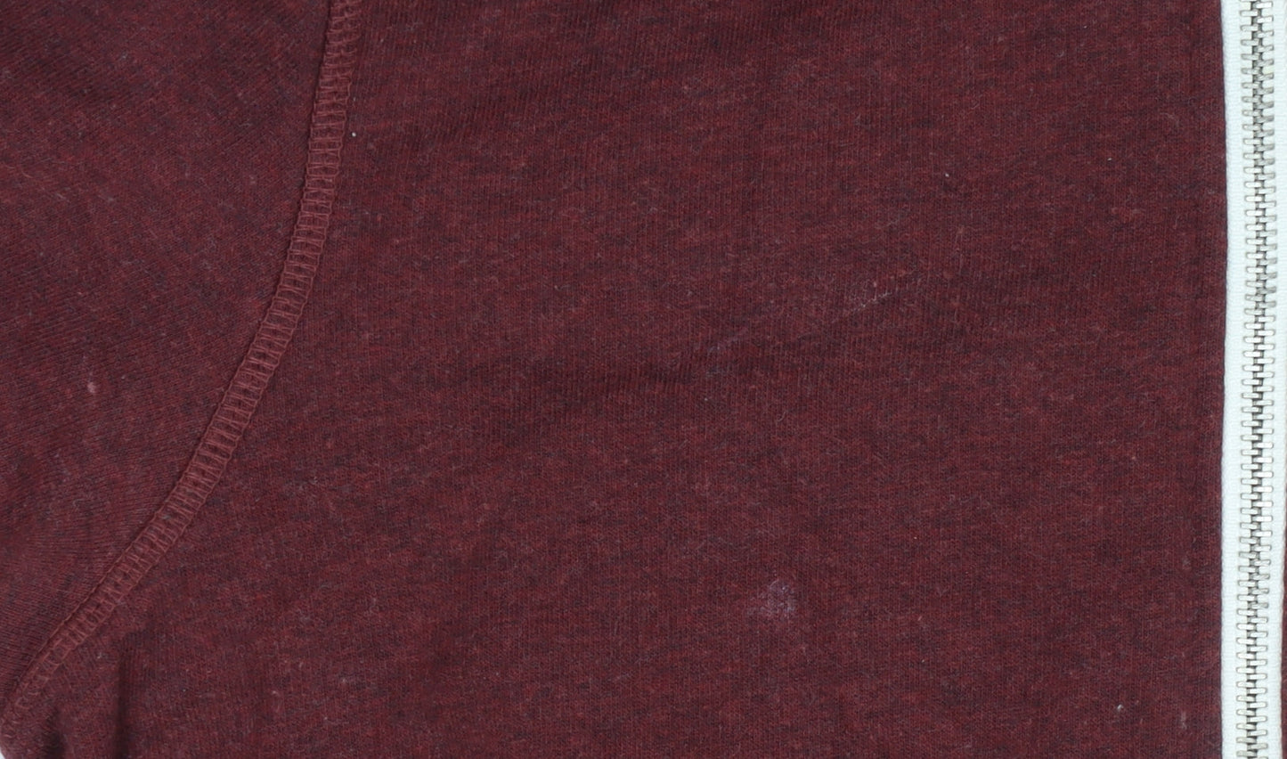 Jack Wills Women's Burgundy Full Zip Hoodie Size 8 Cotton Blend
