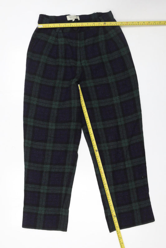Черешня Women's Green Plaid Wool Trousers Size S Tweed Straight Leg