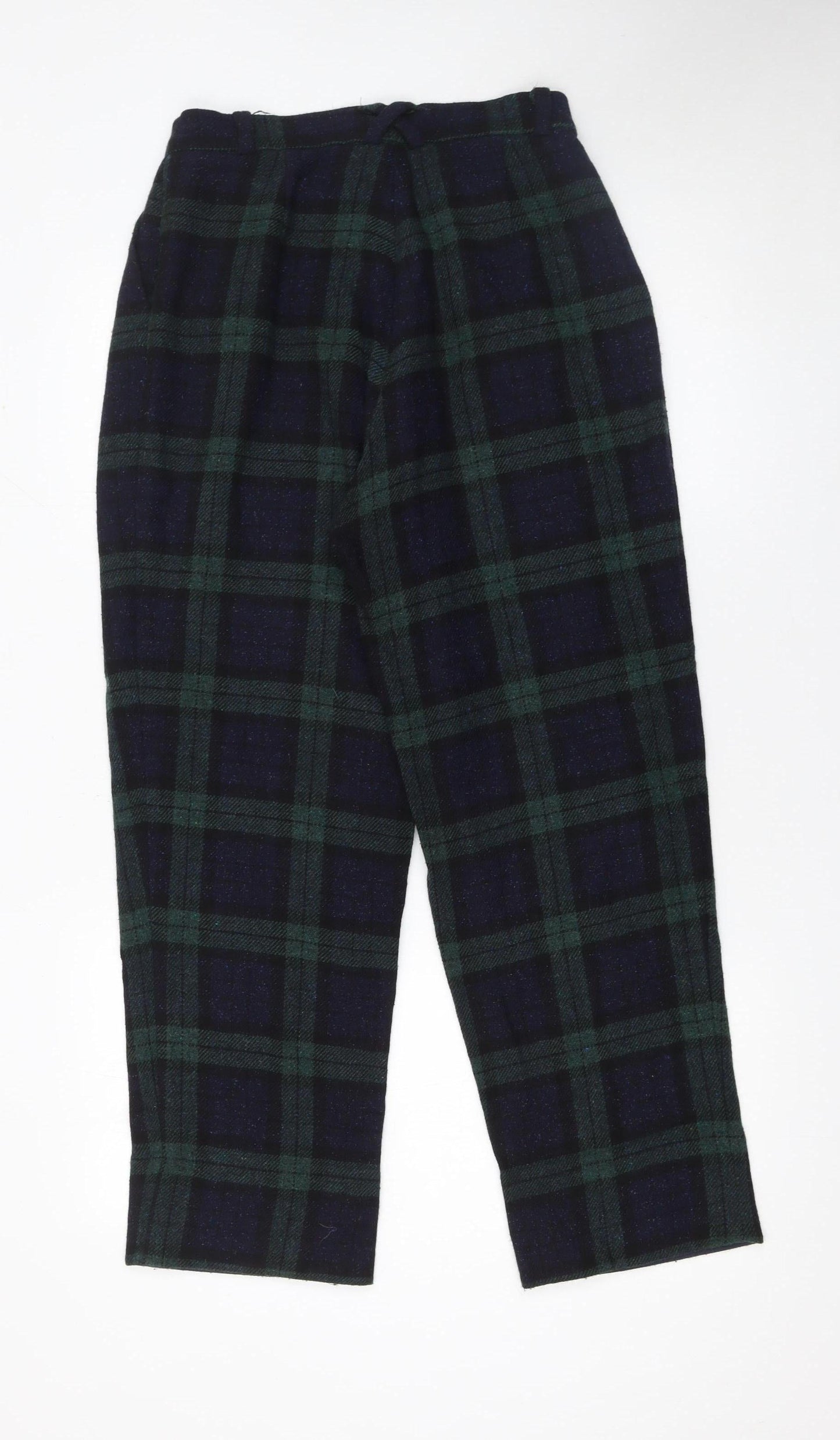 Черешня Women's Green Plaid Wool Trousers Size S Tweed Straight Leg