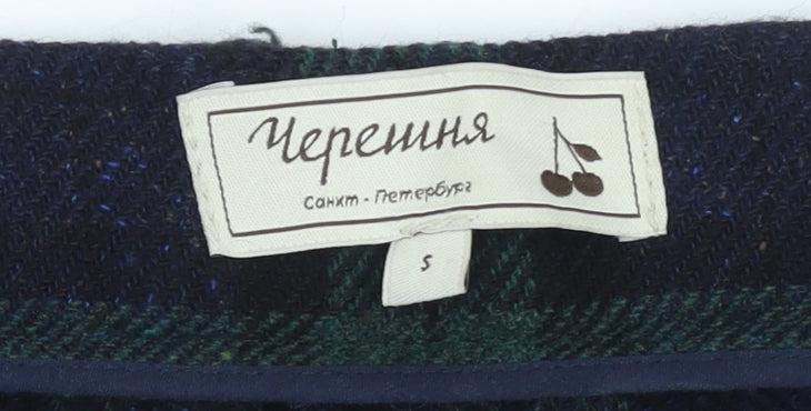 Черешня Women's Green Plaid Wool Trousers Size S Tweed Straight Leg