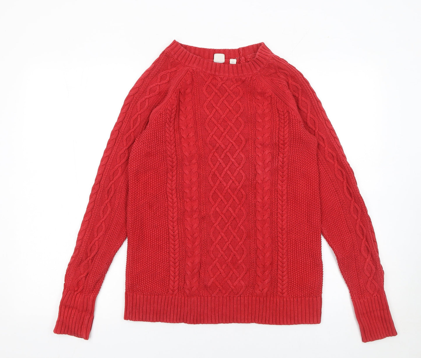 GAP Women's Red Cable-Knit Cotton Jumper Size M Long Sleeve