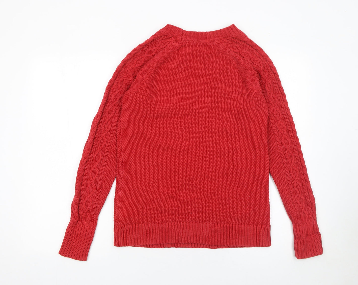 GAP Women's Red Cable-Knit Cotton Jumper Size M Long Sleeve