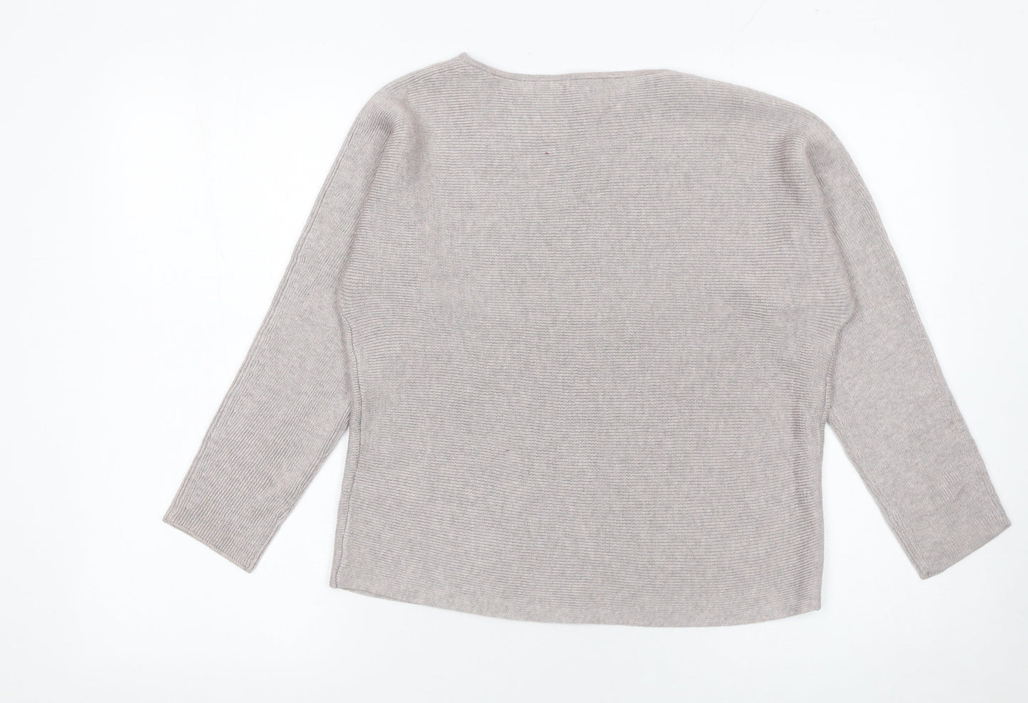 H&M Women Beige XS Boat Neck Long Sleeve Pullover Jumper