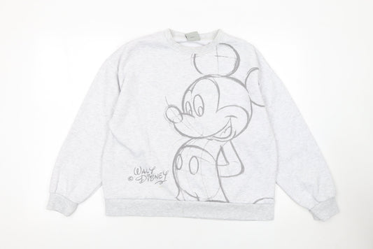 Disney Women Grey Mickey Mouse Sweatshirt Size S 10-12 Pullover