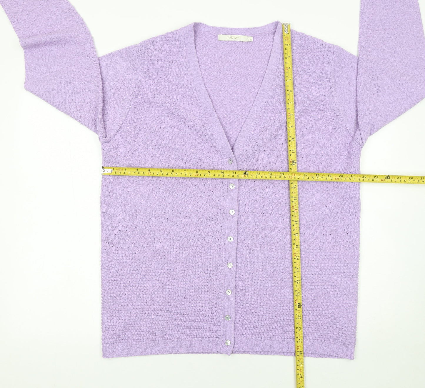 EWM Women's Purple V-Neck Cardigan Size L 18-20 Acrylic Knit