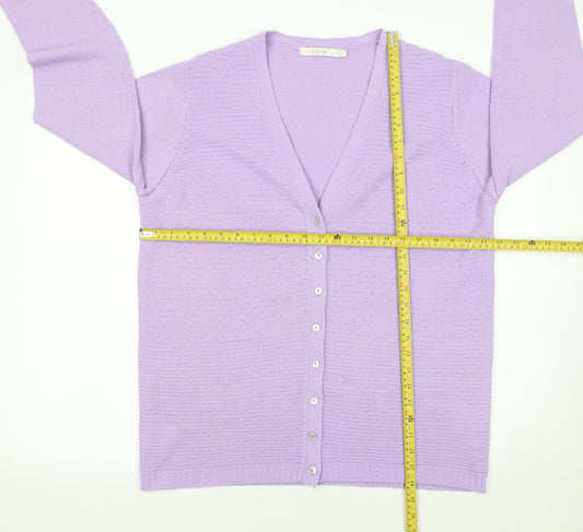 EWM Women's Purple V-Neck Cardigan Size L 18-20 Acrylic Knit