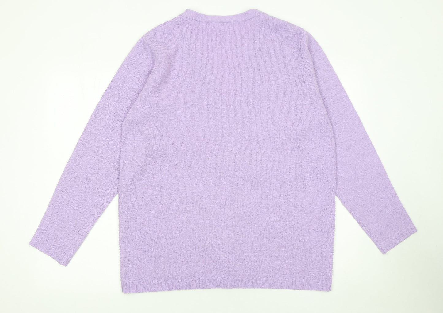 EWM Women's Purple V-Neck Cardigan Size L 18-20 Acrylic Knit