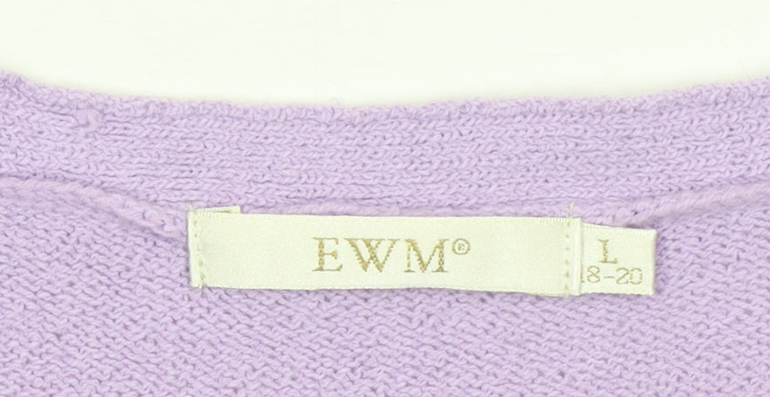EWM Women's Purple V-Neck Cardigan Size L 18-20 Acrylic Knit
