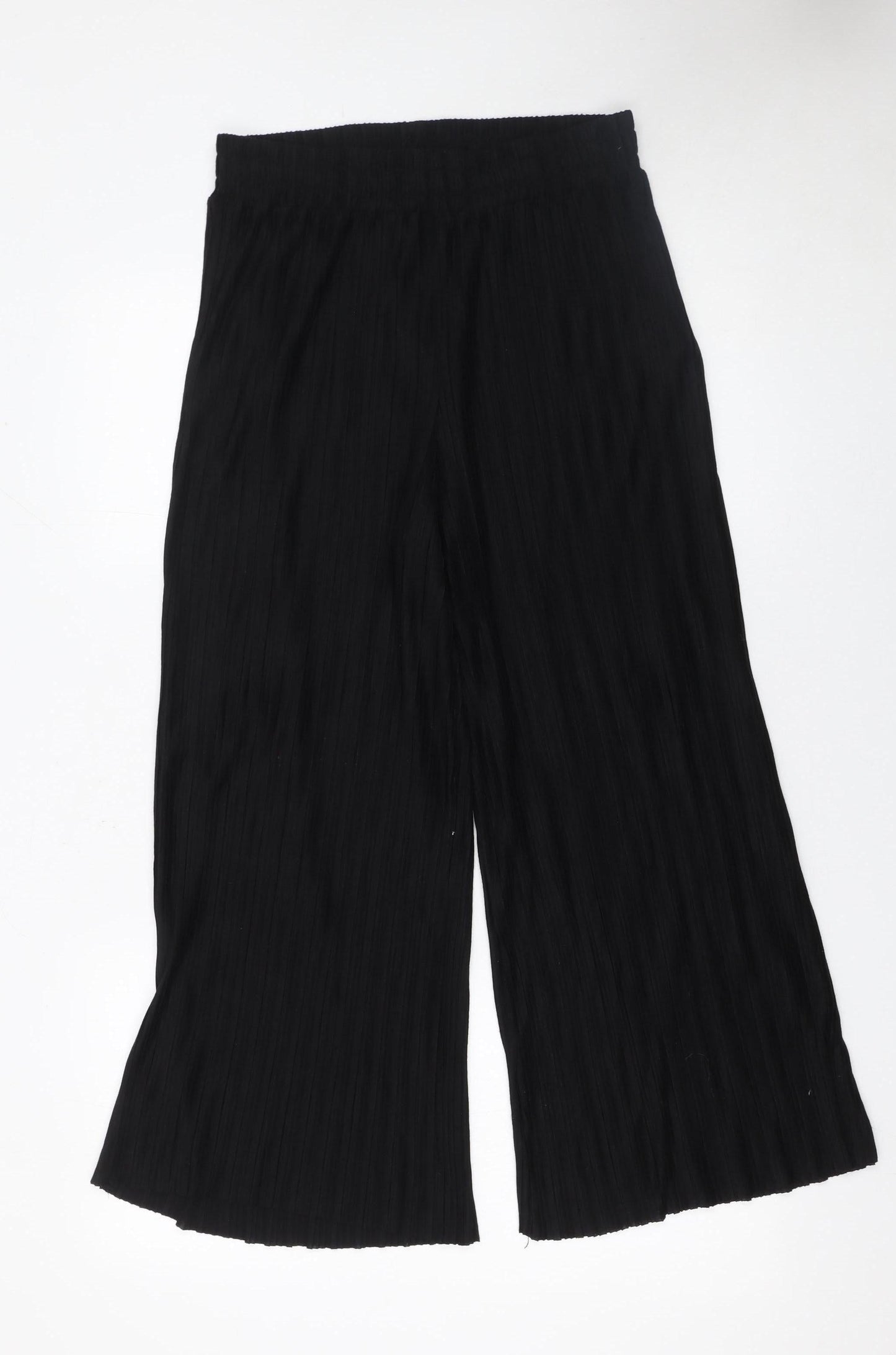 Soyaconcept Womens Black Cropped Wide-Leg Trousers Size S
