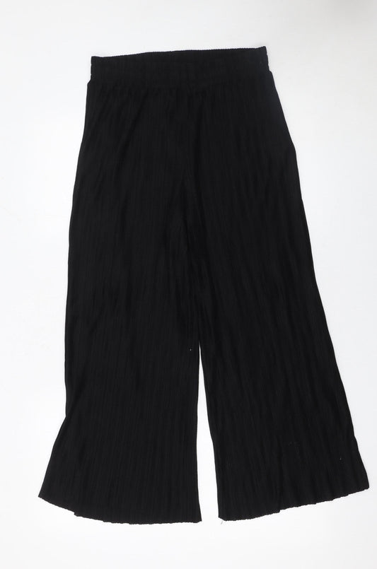 Soyaconcept Womens Black Cropped Wide-Leg Trousers Size S