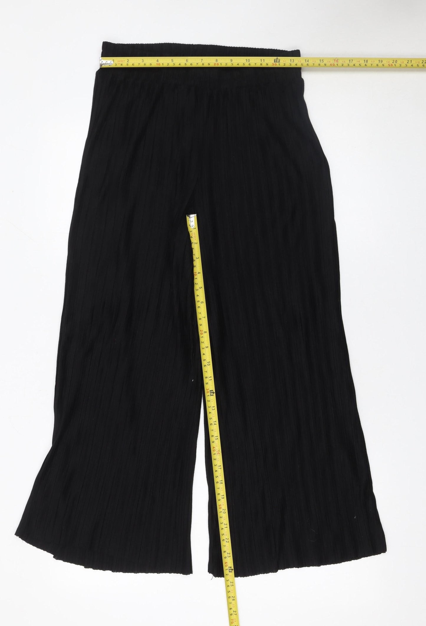 Soyaconcept Womens Black Cropped Wide-Leg Trousers Size S