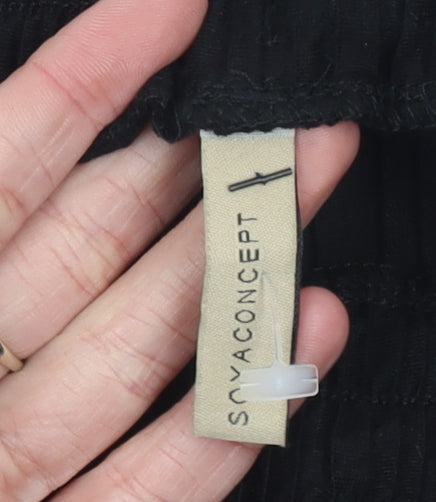 Soyaconcept Womens Black Cropped Wide-Leg Trousers Size S