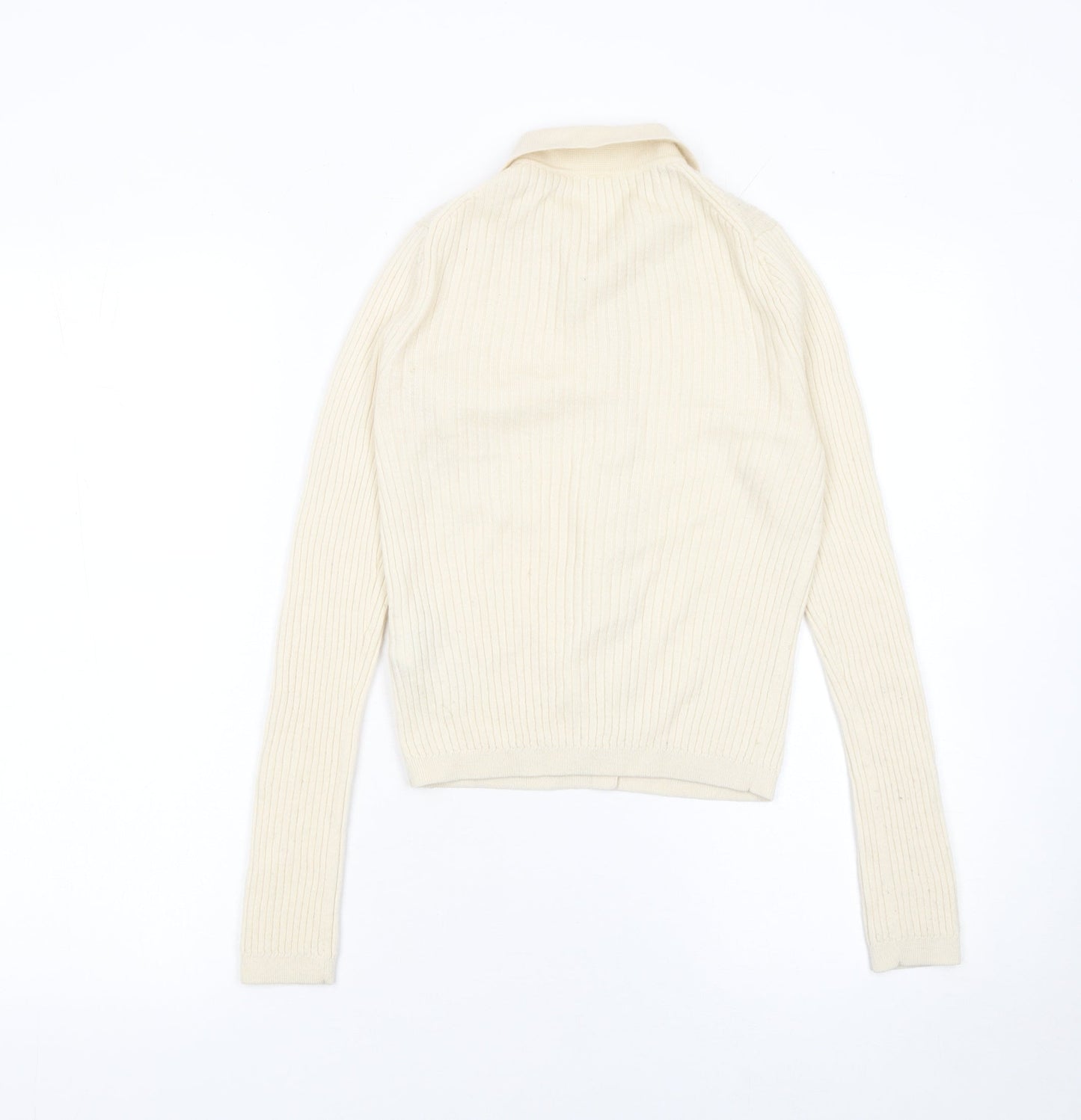 Uniqlo Women Ivory Wool Collared Button Cardigan XS