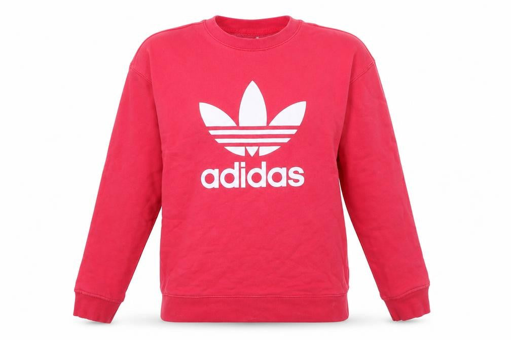 Front view of Adidas Women's Pink Crew Neck Pullover Sweatshirt UK 8