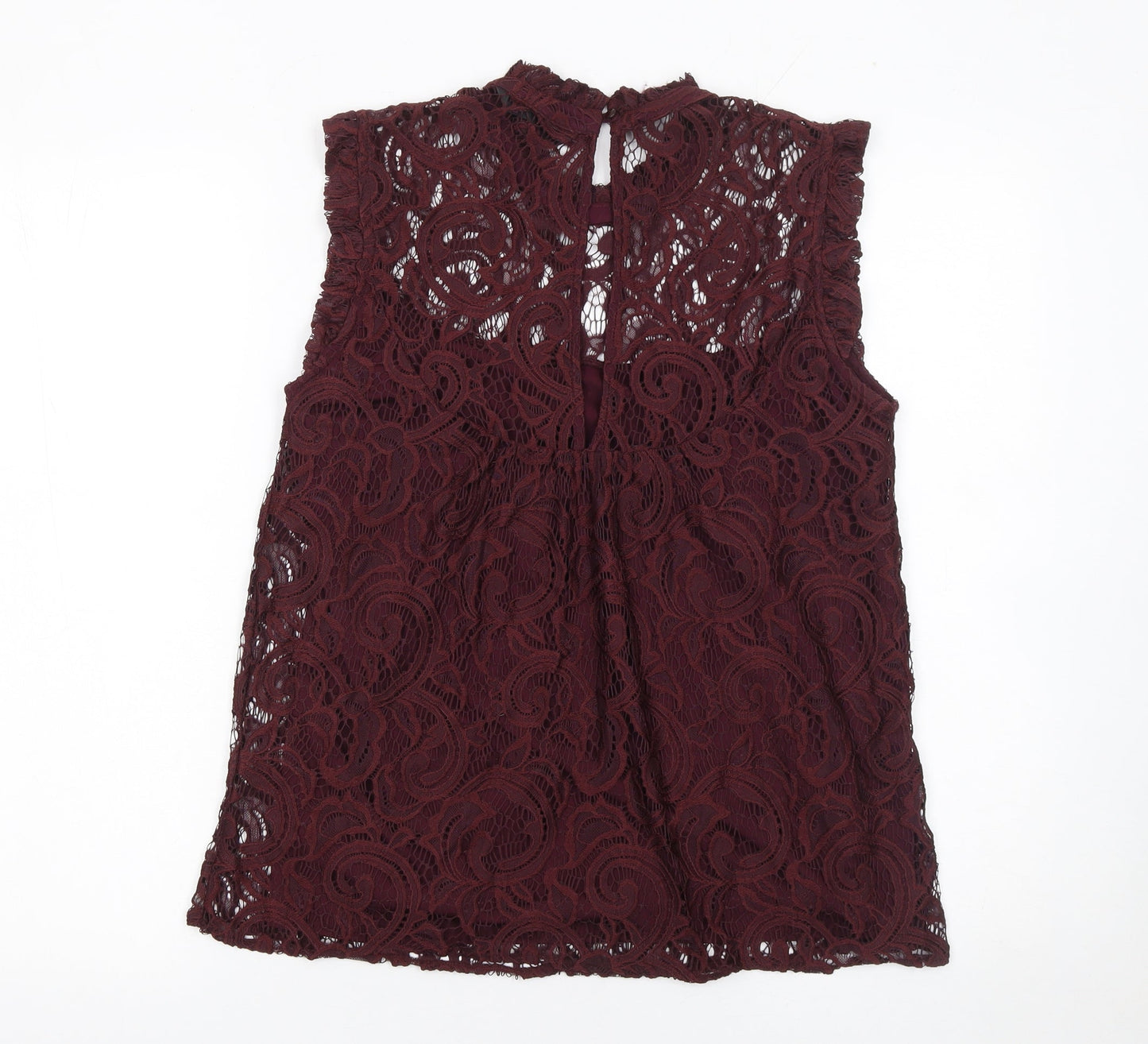 Dunnes Women Brown Lace High Neck Sleeveless Blouse Size 10