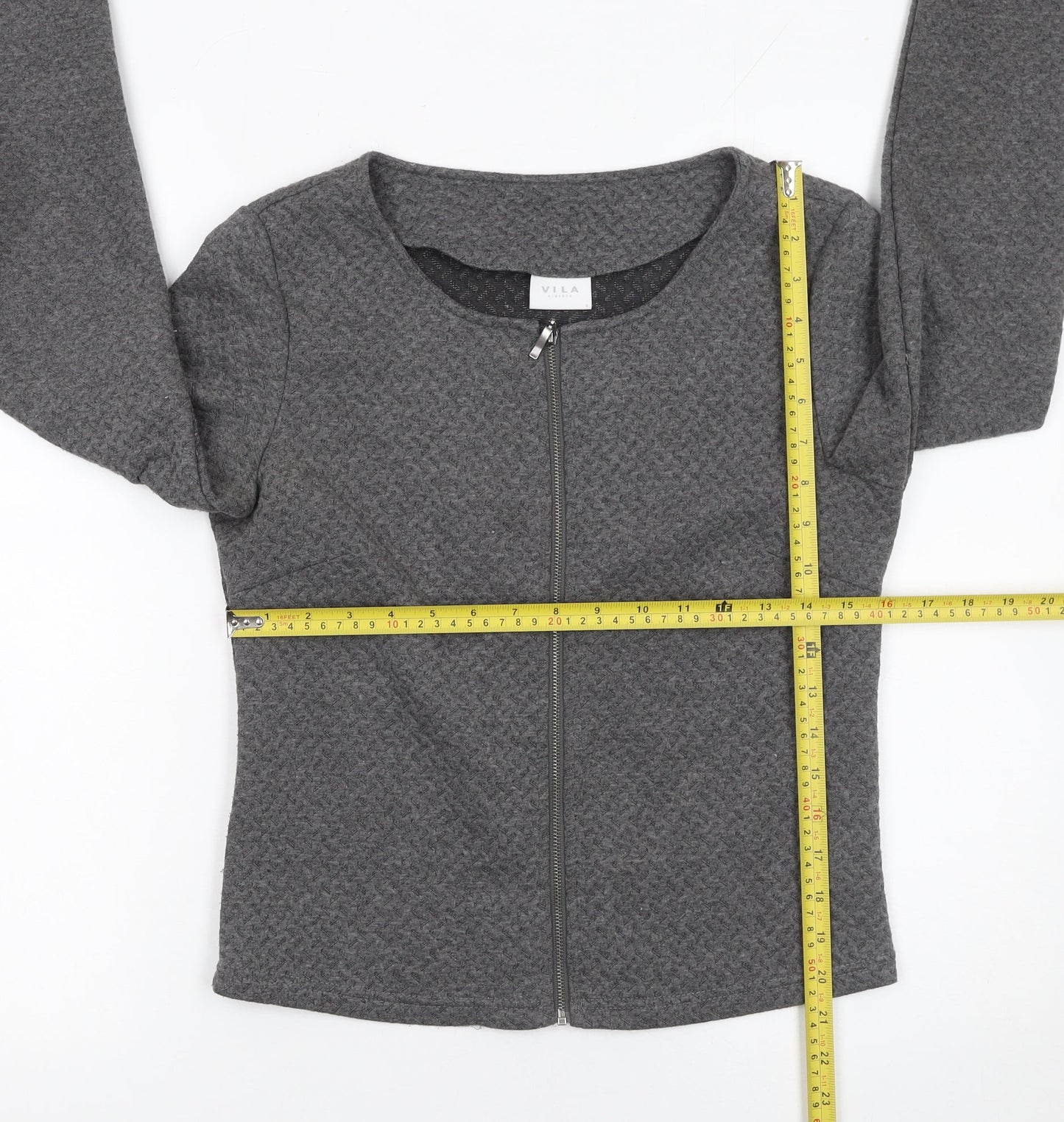 Vila Women Grey Knit Zip Basic Jacket Size S