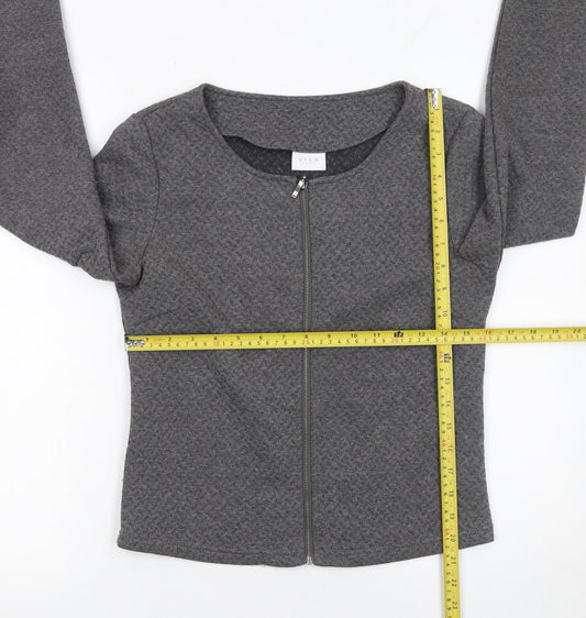 Vila Women Grey Knit Zip Basic Jacket Size S