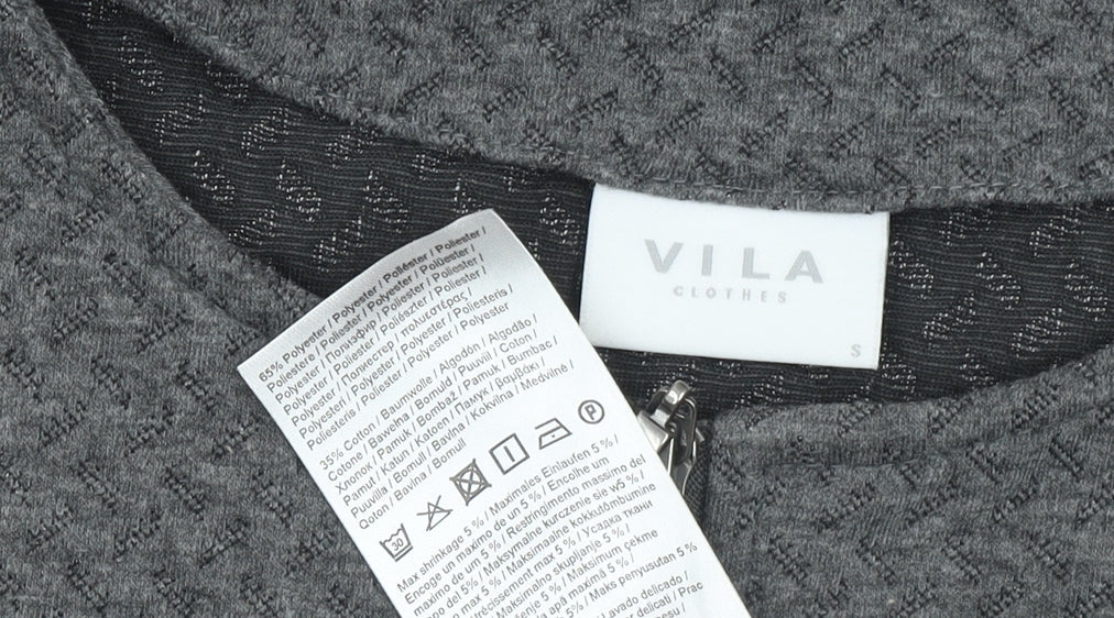 Vila Women Grey Knit Zip Basic Jacket Size S