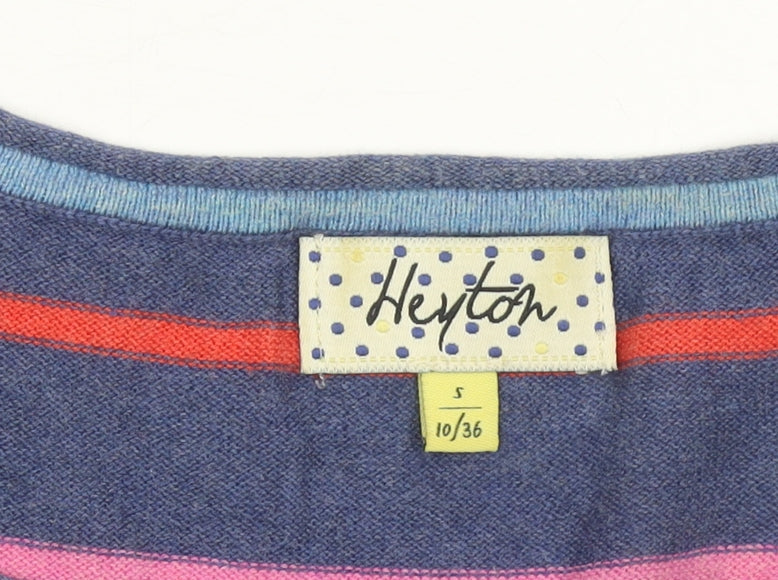Heyton Women’s Blue Striped Cotton Henley Jumper Size 10