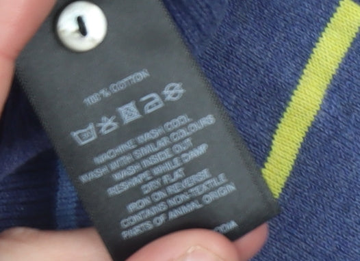 Heyton Women’s Blue Striped Cotton Henley Jumper Size 10