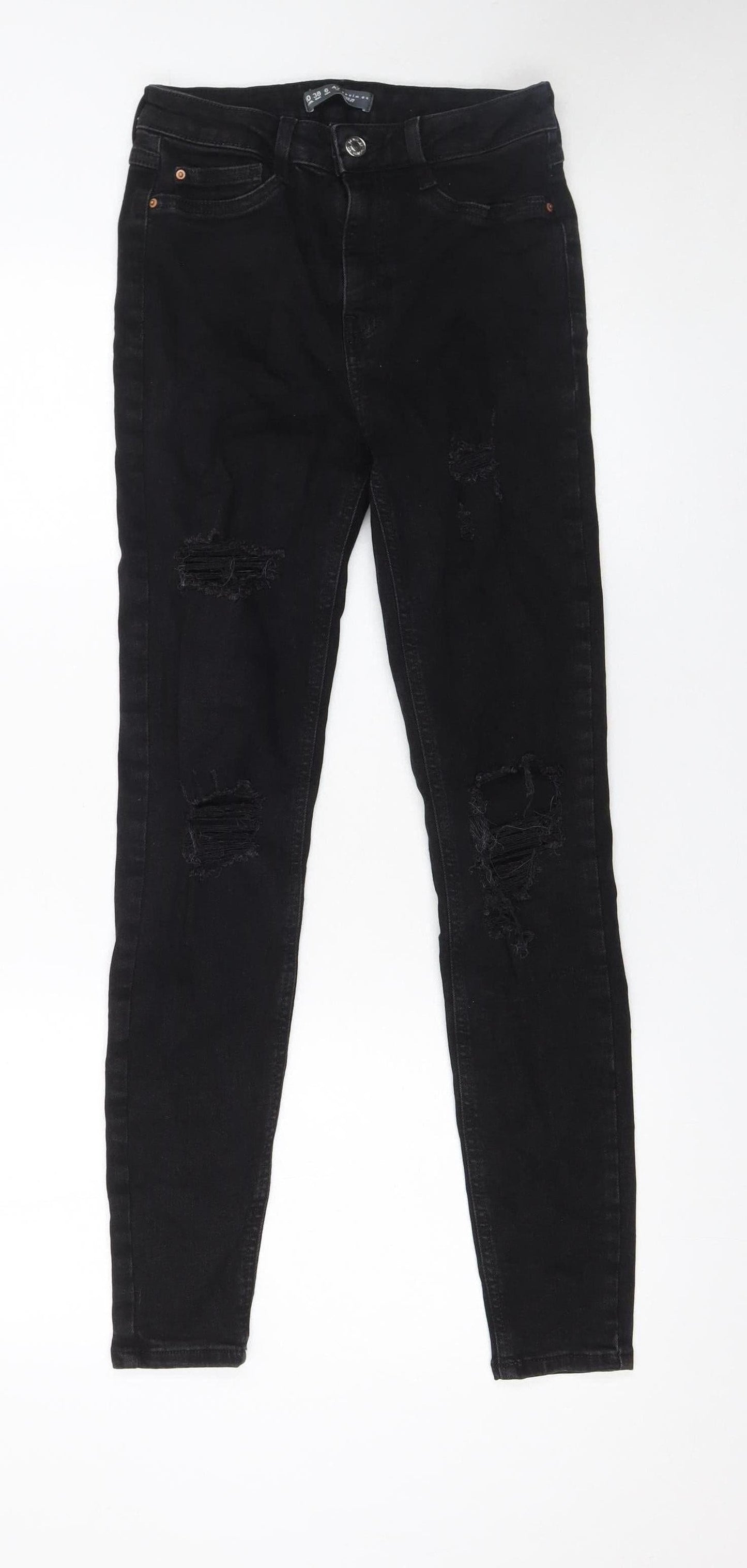 Bershka Women's Black Skinny Distressed Jeans Size 10