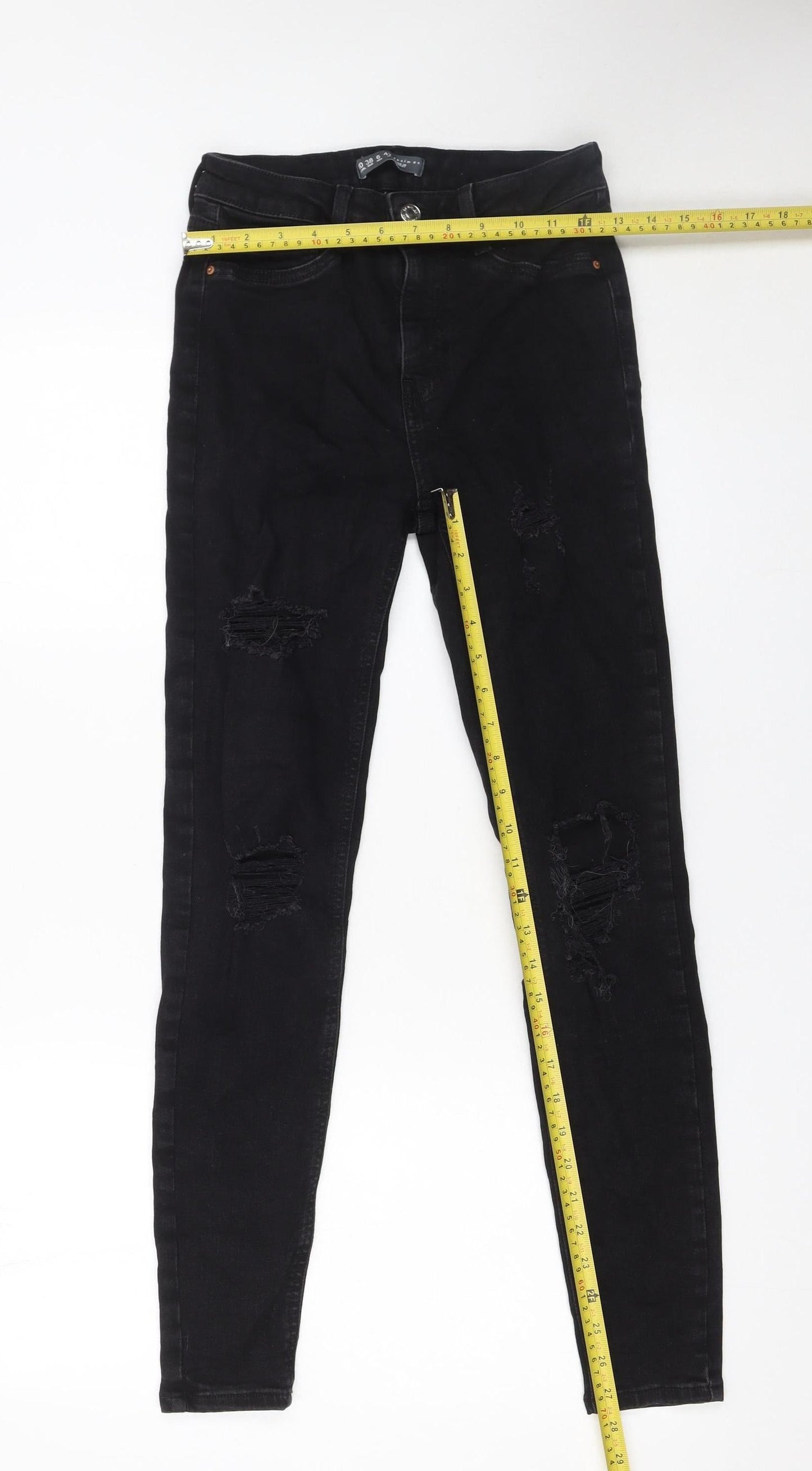 Bershka Women's Black Skinny Distressed Jeans Size 10