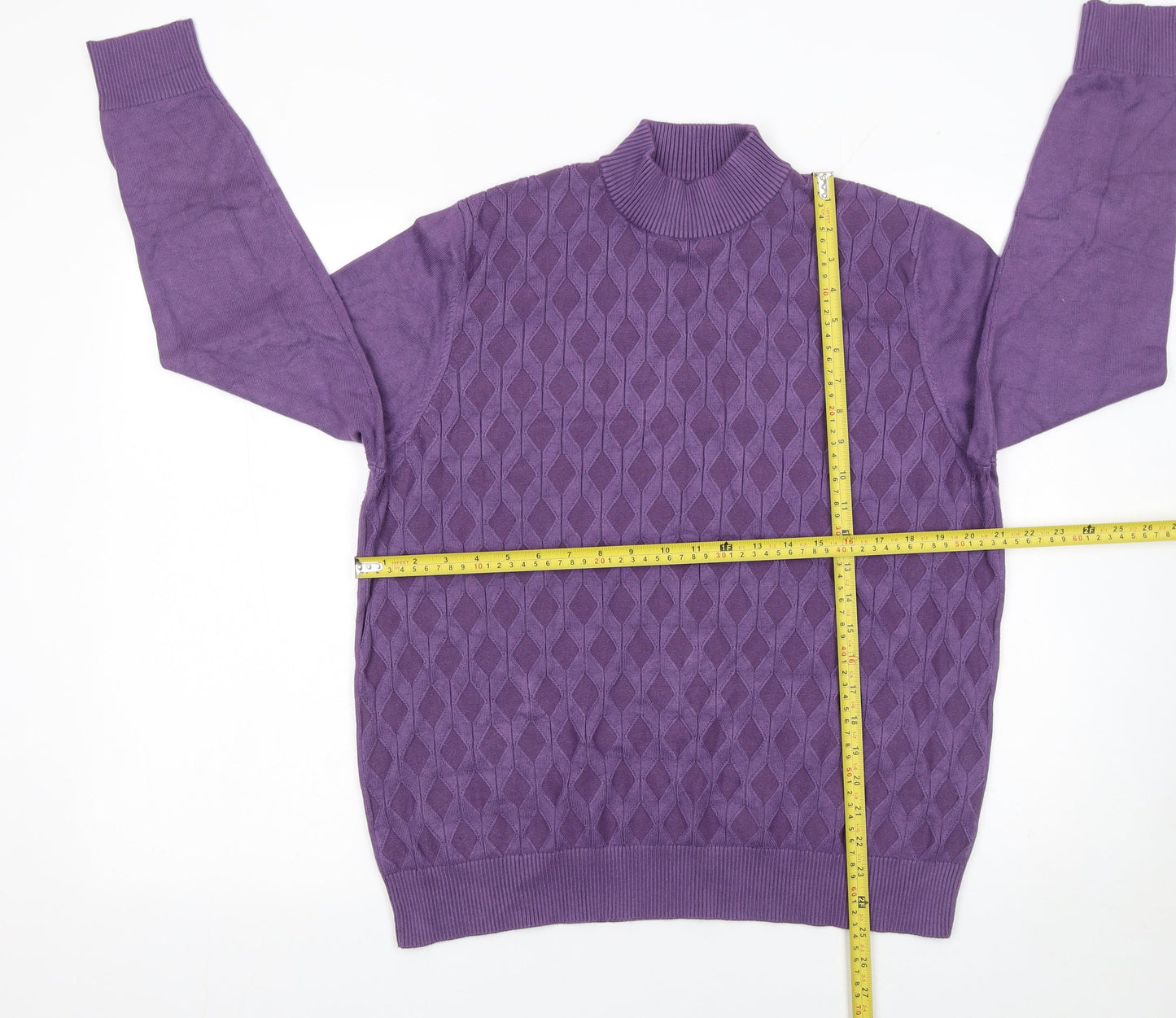Castle of Ireland Women's Purple Mock Neck Knit Jumper Size L