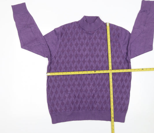 Castle of Ireland Women's Purple Mock Neck Knit Jumper Size L