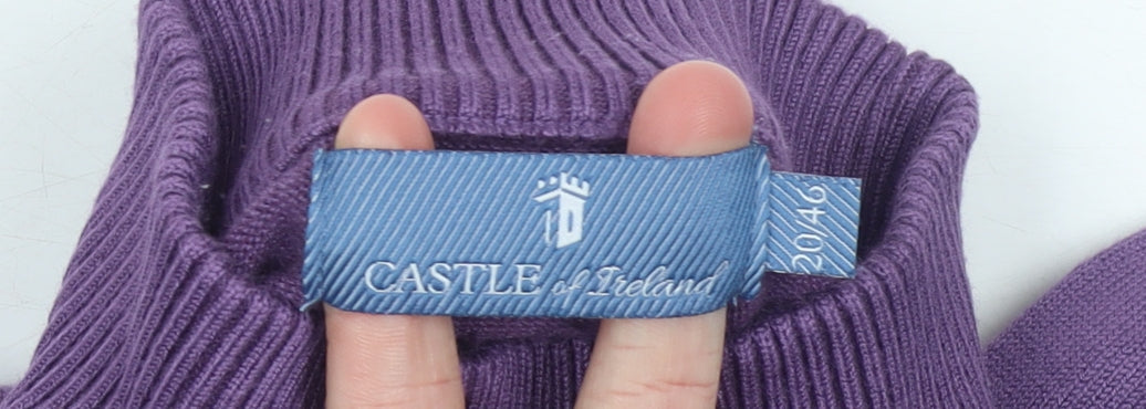 Castle of Ireland Women's Purple Mock Neck Knit Jumper Size L