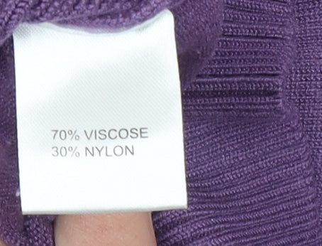 Castle of Ireland Women's Purple Mock Neck Knit Jumper Size L