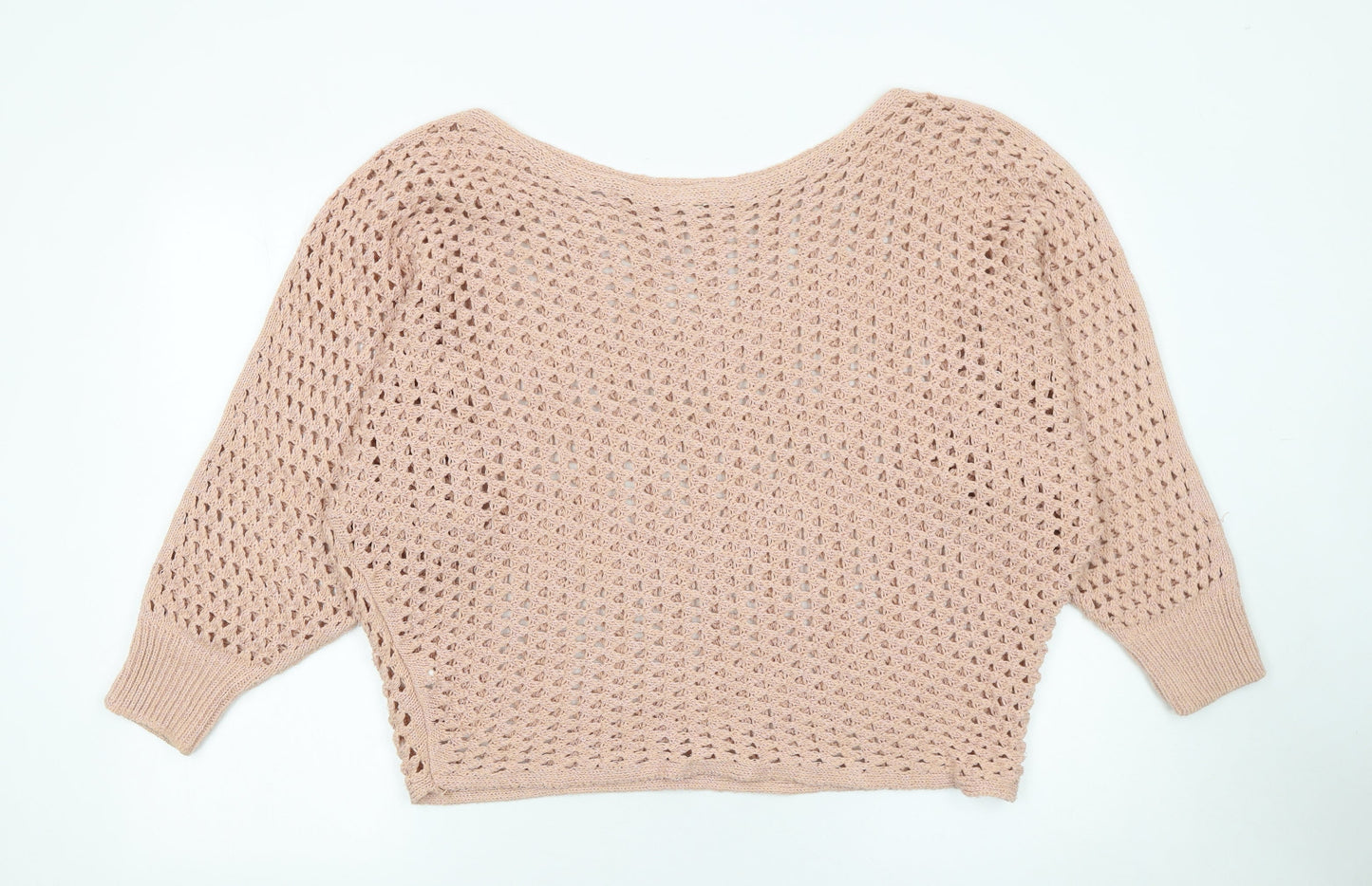 River Island Women’s Beige Open Knit Pullover Jumper UK 14