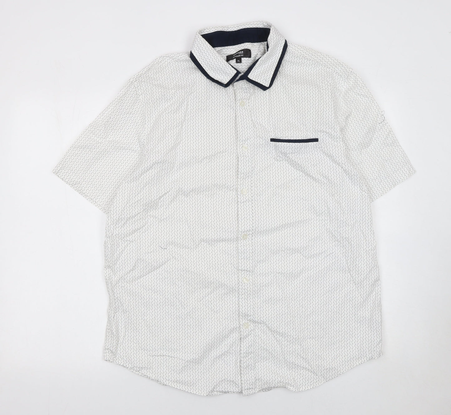 Dunnes Stores Men's White Short Sleeve Regular Fit Cotton Shirt XL