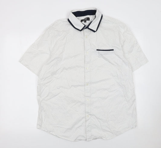 Dunnes Stores Men's White Short Sleeve Regular Fit Cotton Shirt XL