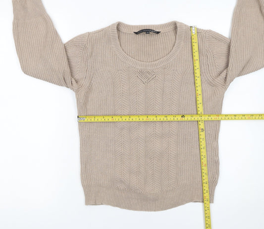 Betty Jackson Black Women’s Beige Cable-Knit Jumper Size 14