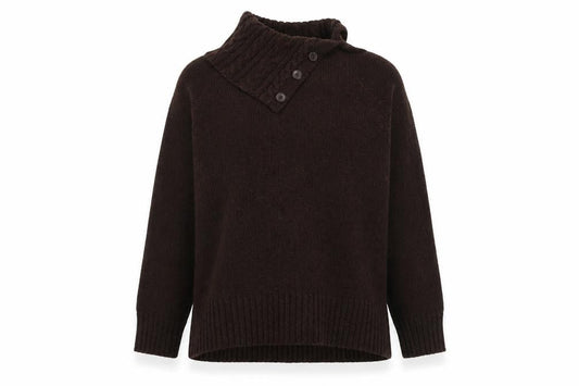 Bonmarché Women Brown Chunky Knit High Neck Pullover Jumper Size L