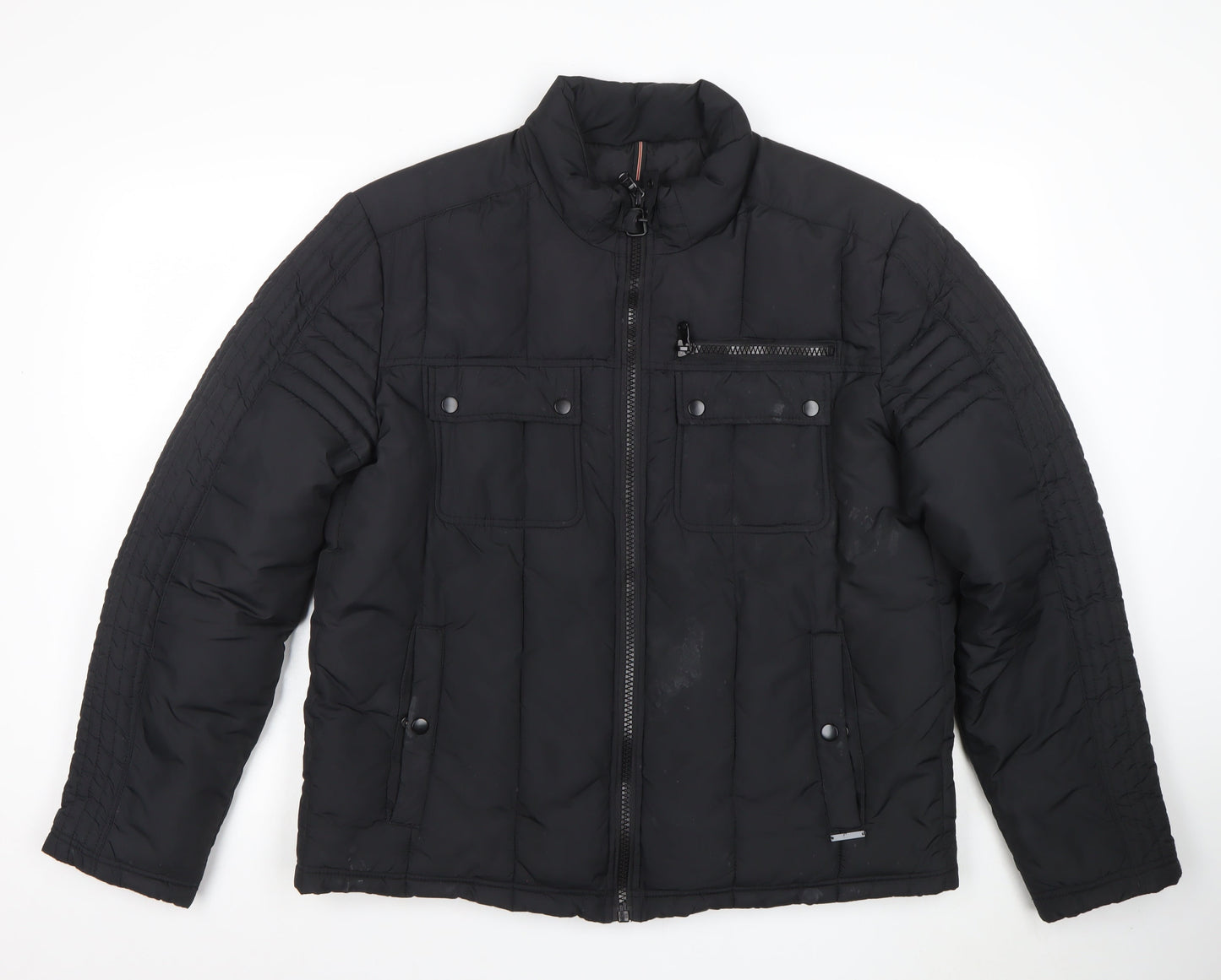 Kenneth Cole Reaction Men's Black L Puffer Jacket Winter Polyester Zip