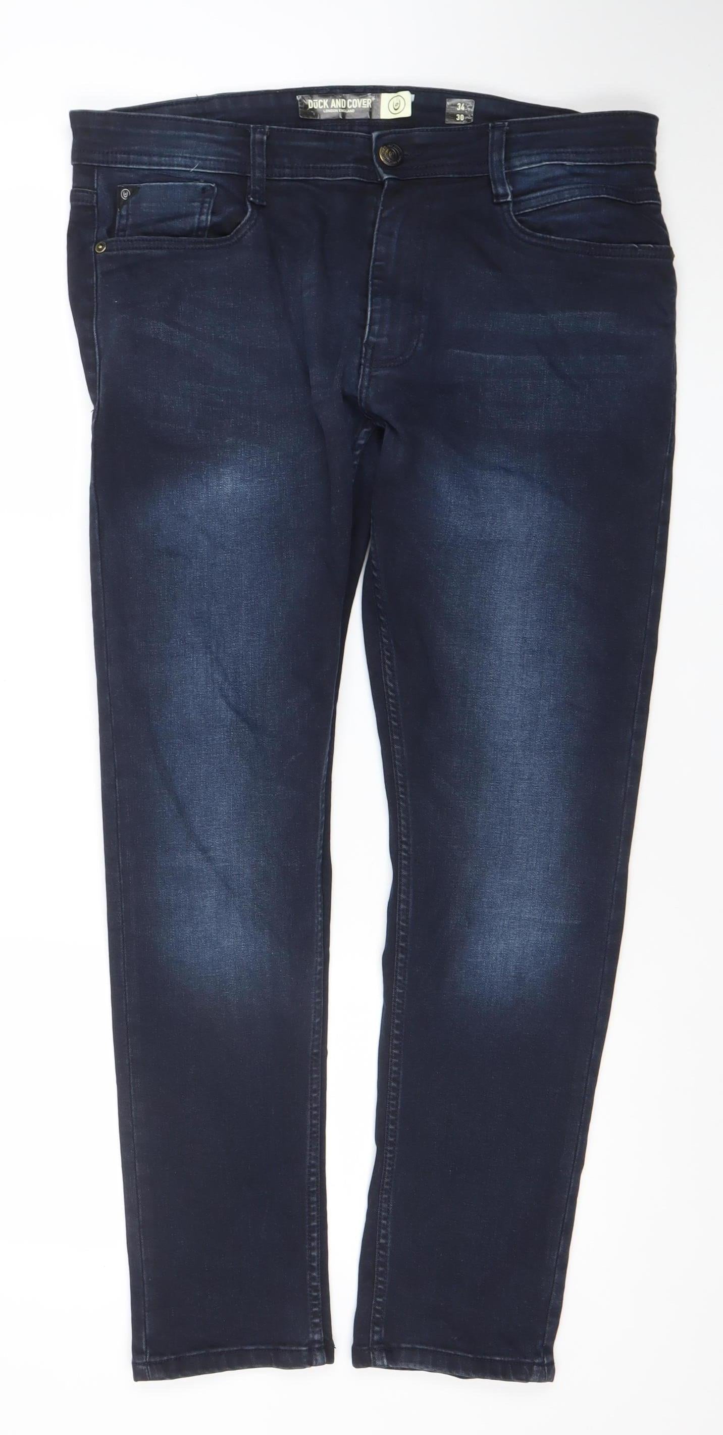 Duck and Cover Men's Blue Slim Straight Jeans 34W 30L Denim