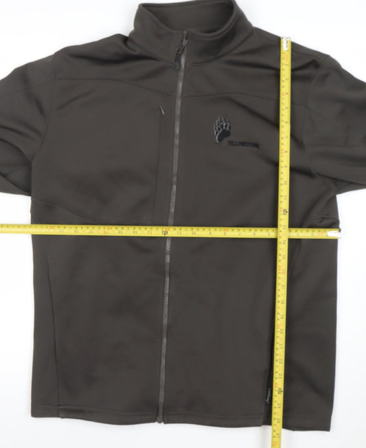 Landway Mens Brown Soft Shell Fleece Jacket L Full Zip Outdoor