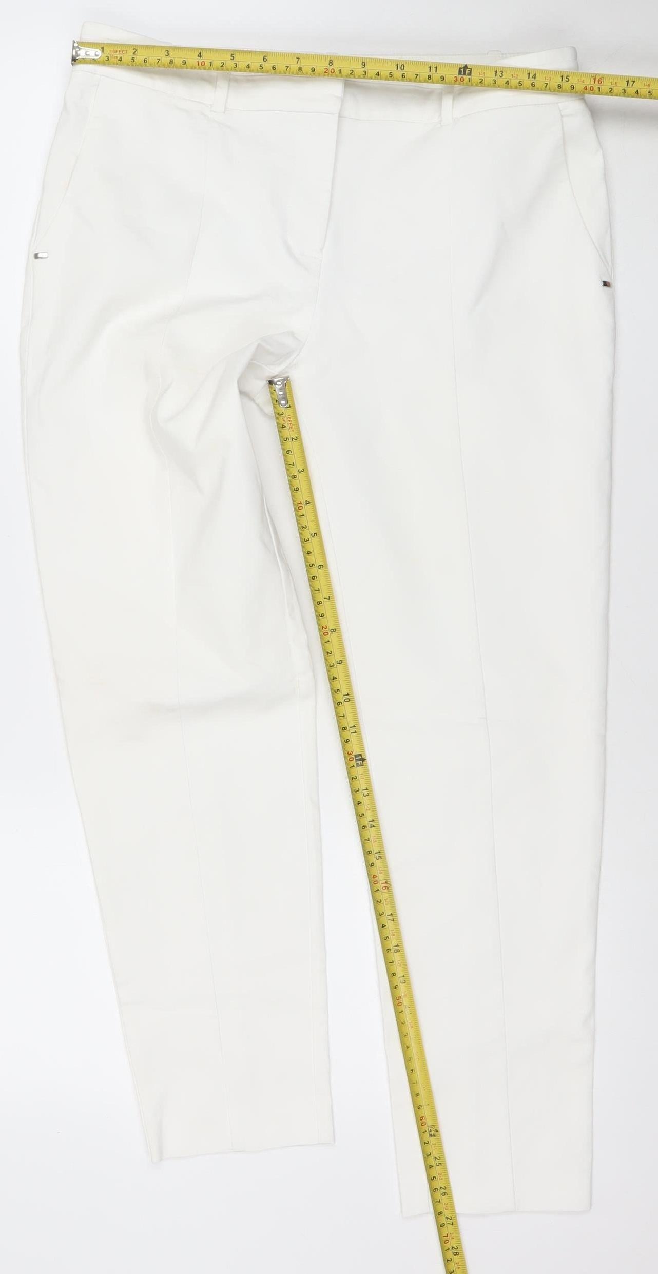 River Island Women’s White Tailored Stretch Trousers Size 12