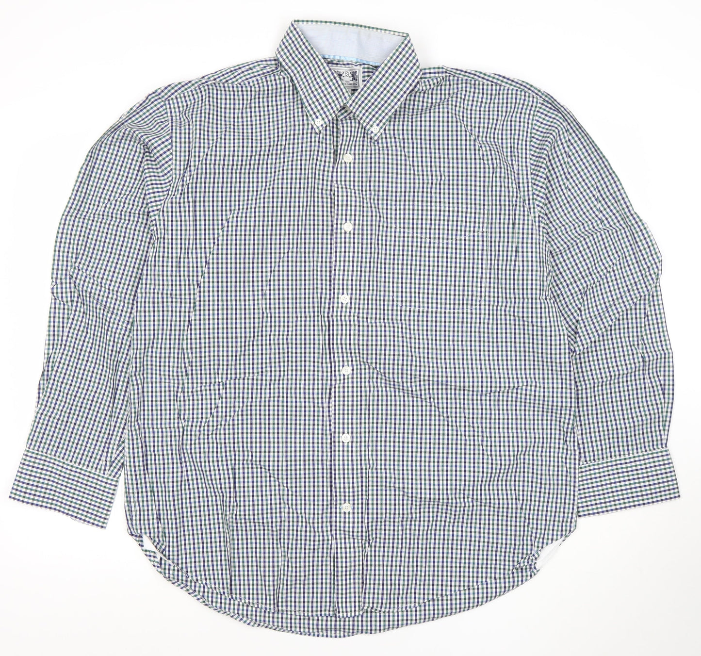The Oxford Shirt Co. Men's Blue Check 16.5 Button-Down Cotton Shirt