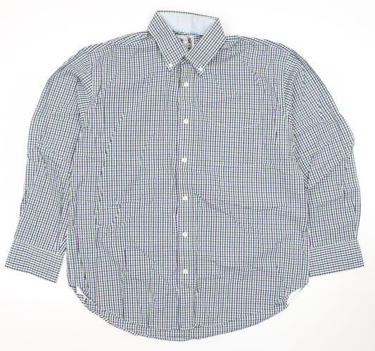 The Oxford Shirt Co. Men's Blue Check 16.5 Button-Down Cotton Shirt