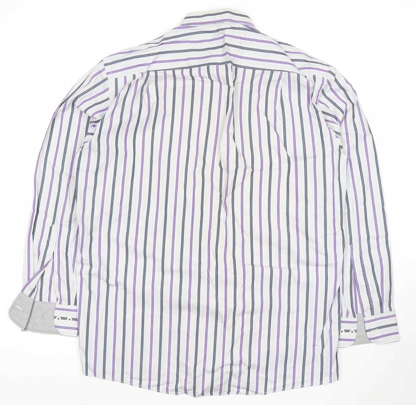 Casa Moda Men's Multicoloured Striped Long Sleeve Cotton Button-Up Shirt L