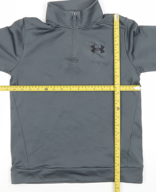 Under Armour Boys Grey 1/2 Zip Hoodie Medium Loose Fit Polyester