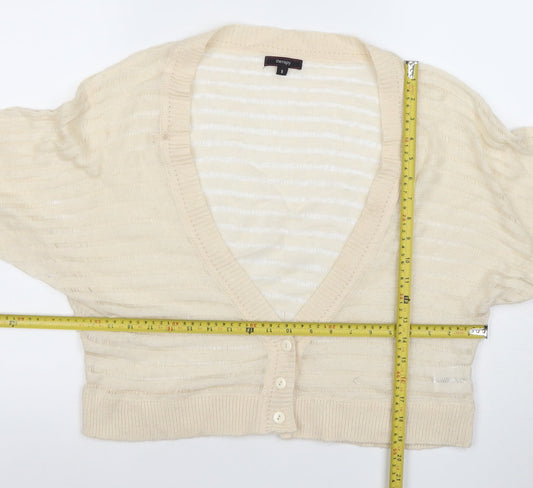 Therapy Women's Ivory Open Knit V-Neck Button Cardigan Size 8